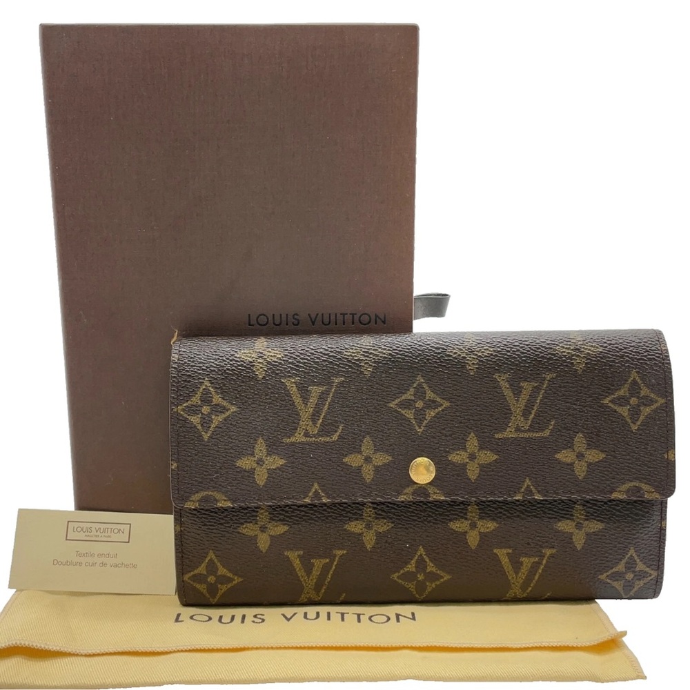 Louis Vuitton Brown Monogram Pochette Porte Monnaie Wallet w/ Box & dust bag